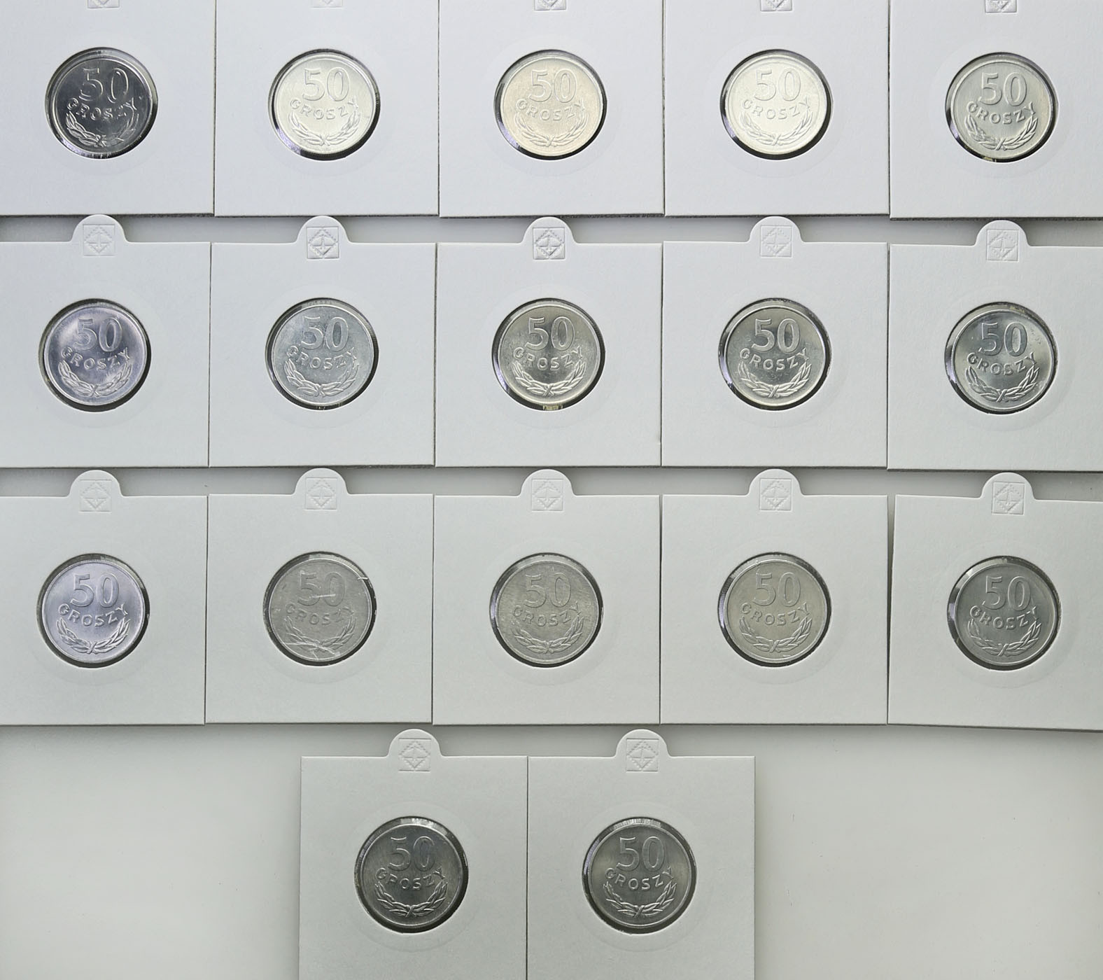 PRL. 50 groszy 1965-1987, zestaw 17 monet